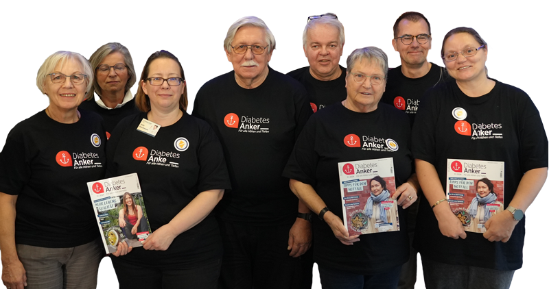 Gut aufgehoben mit unseren Leistungen Eine Gruppe Mitglieder mit dem Diabetes-Anker