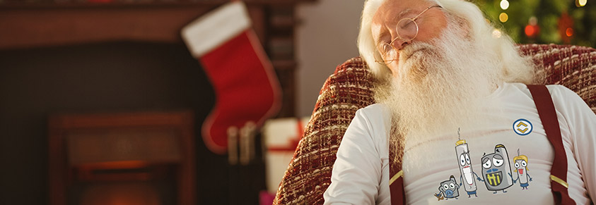 Ei nschlafender Weihnachtsmann mit einem Diabetiker Niedersachsen-T-Shirt