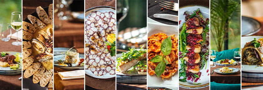 Collage verschiedener Gerichte