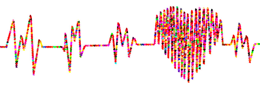 Elektrokardiogramm, kurz EKG, Darstellung mit bunten Bildpunkten