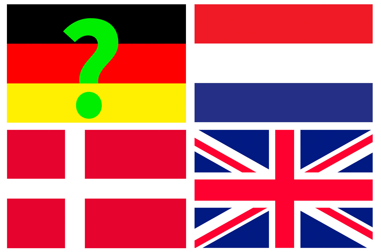 Länderkennzeichnung, Deutschland, Niederlande, Dänemark, Großbritannien