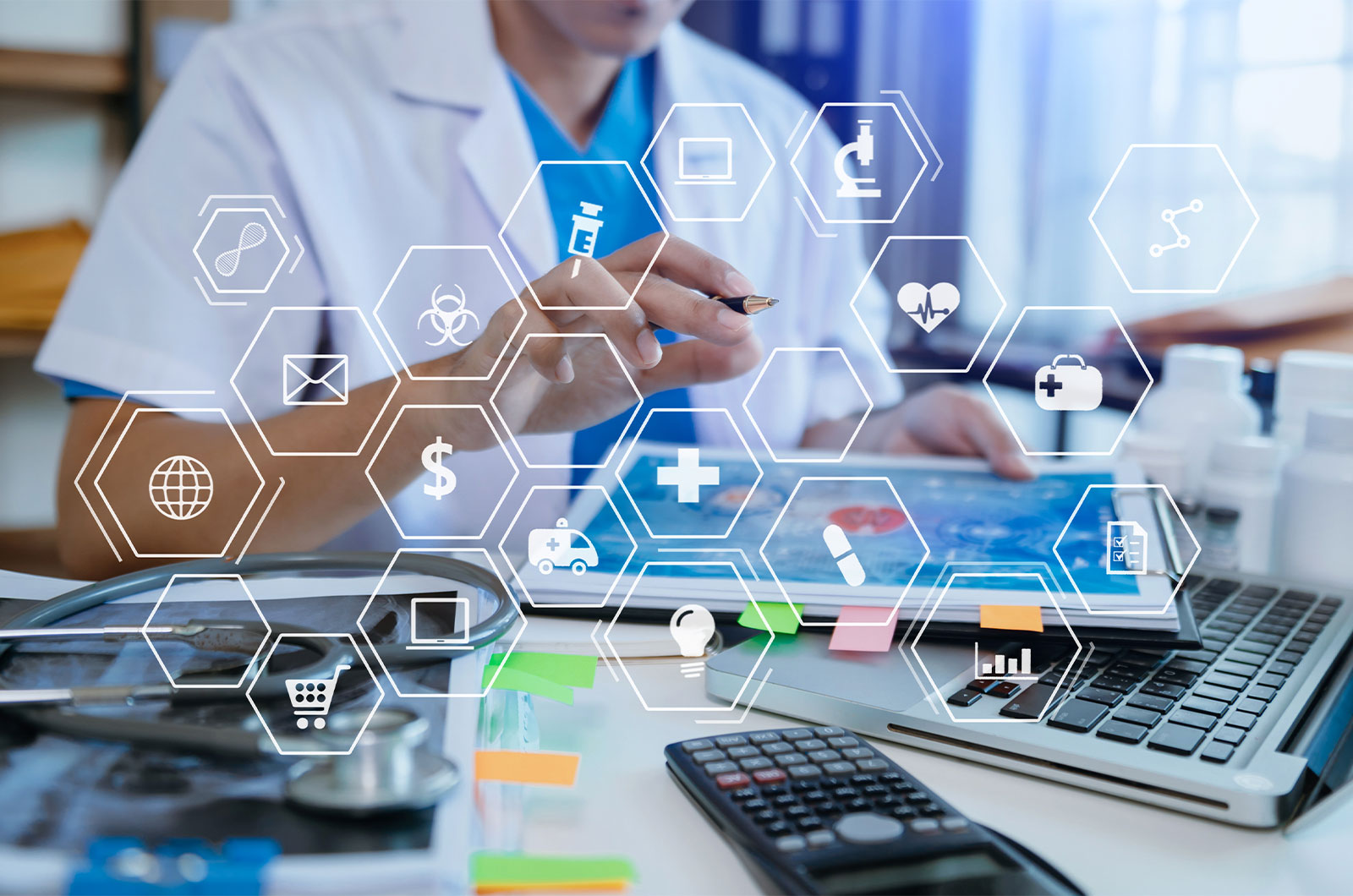 medizinisches Netzwerkkonzept virtuelles Dashboard als medizinisches Netzwerkkonzept im Gesundheitswesen