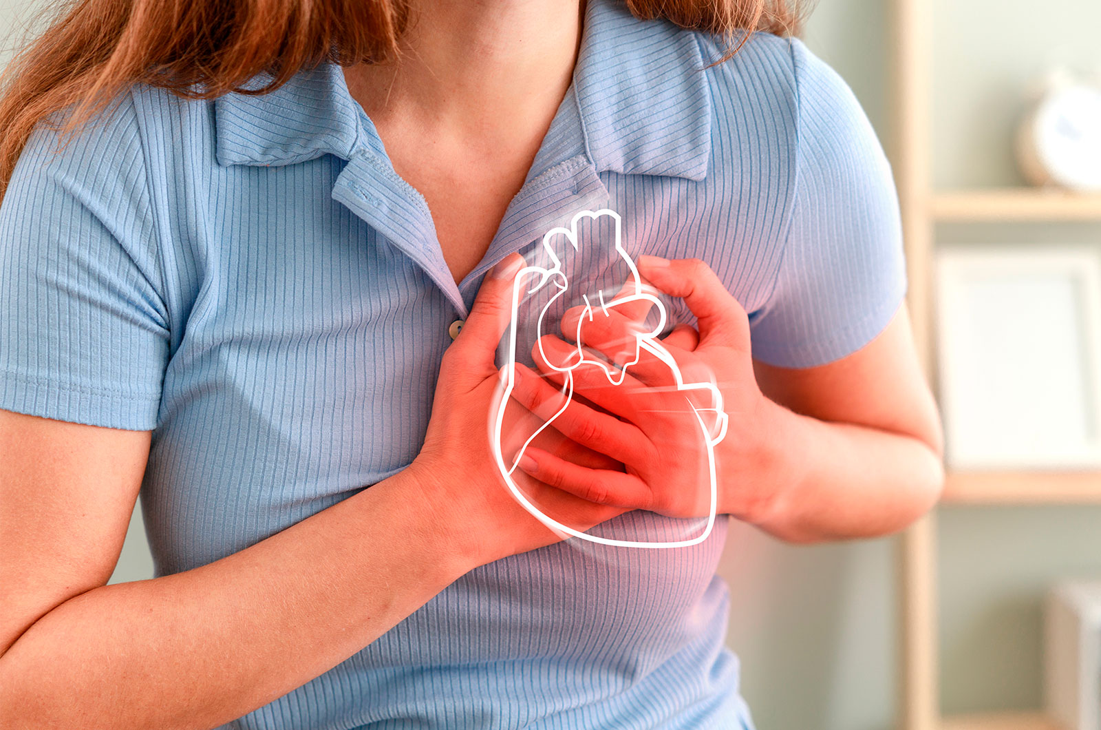 Herzanfall junge Frau mit Risiko für einen Herzanfall