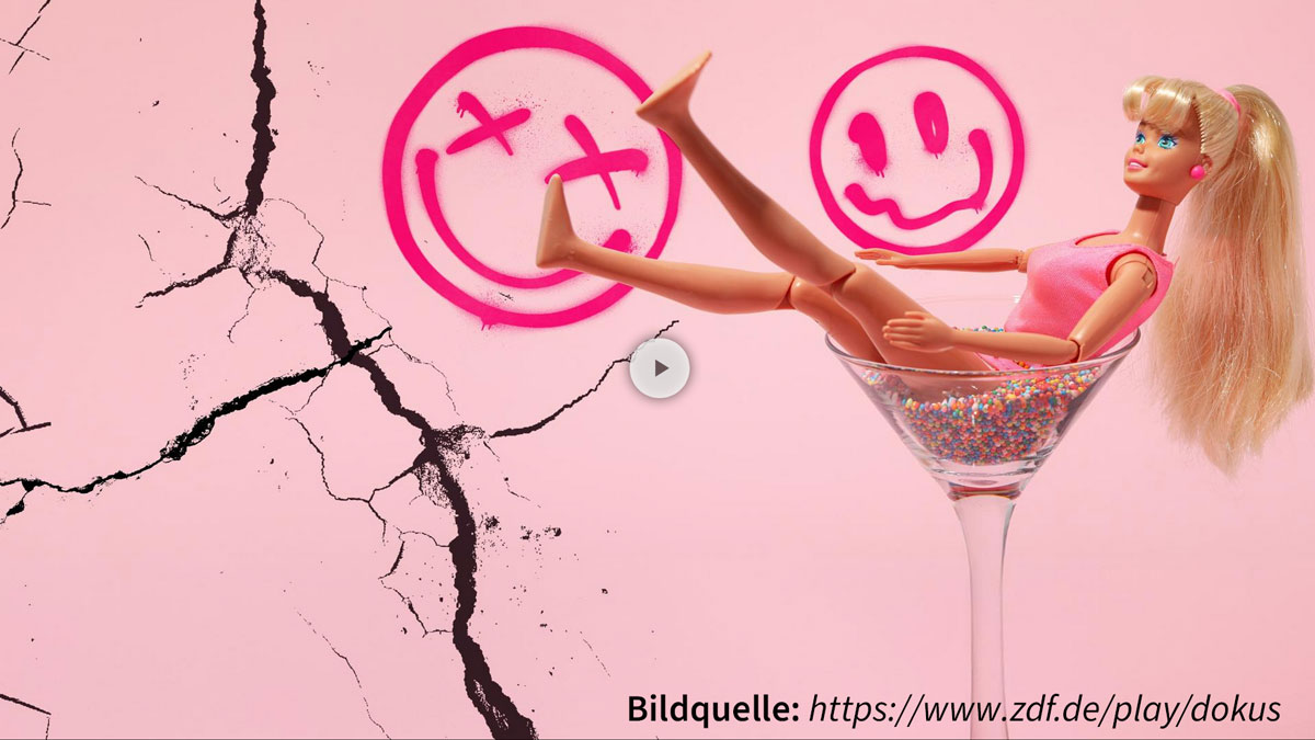 Barbie-Doku im ZDF Eine Barbie in einem Cocktail-Glas