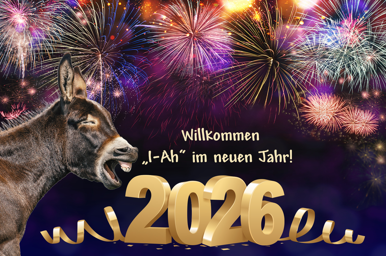Willkommen im neuen Jahr, der Esel als geselliges Tier