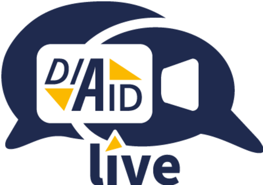 Das DIA-AID live- Logo (zwei Sprechblasen mit einer Kamera davor)