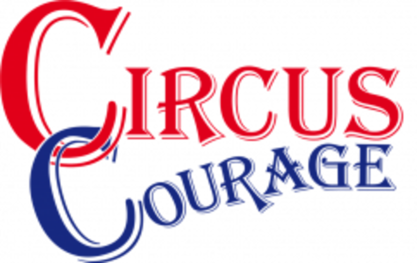 Logo des Circus Courage - ein rot blauer Schriftzug